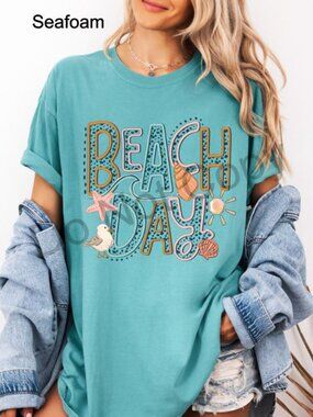Comfort Colors Beach Day Graphic Tee Women Coastal Summer Shirt Retro Beach Vaca